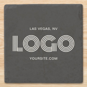 Dessous-de-verre En Pierre Logo rectangulaire moderne noir et blanc Promo