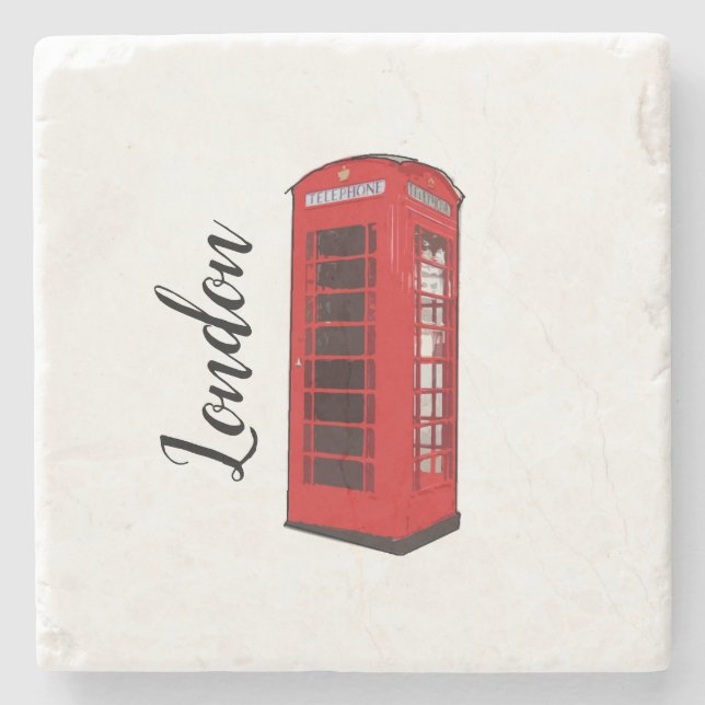 Dessous-de-verre En Pierre London British Red Phone Booth (Devant)