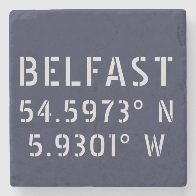 Dessous-de-verre En Pierre Longitude Belfast Latitude (Devant)