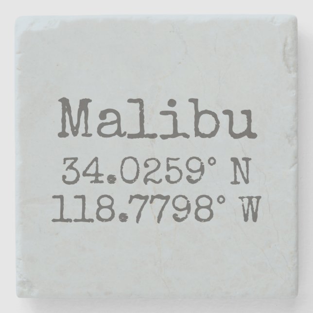 Dessous-de-verre En Pierre Longitude de la latitude de Malibu (Devant)