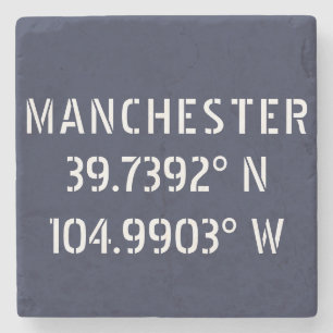 Dessous-de-verre En Pierre Longitude de la latitude de Manchester