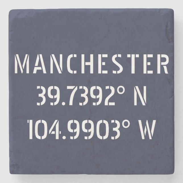 Dessous-de-verre En Pierre Longitude de la latitude de Manchester (Devant)