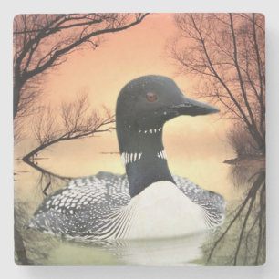 Dessous-de-verre En Pierre Loon Sur Le Lac Loon Réflexions Appel Du Loon