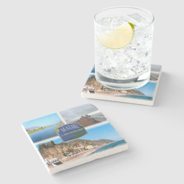 Dessous-de-verre En Pierre Los Angeles - Malibu - Lagoon - Pier - plage (Côté)