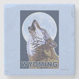 Dessous-de-verre En Pierre Loup gris HowlingWyoming