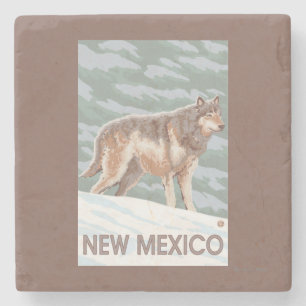 Dessous-de-verre En Pierre Loup gris StandingNew Mexique