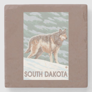 Dessous-de-verre En Pierre Loup gris StandingSouth Dakota