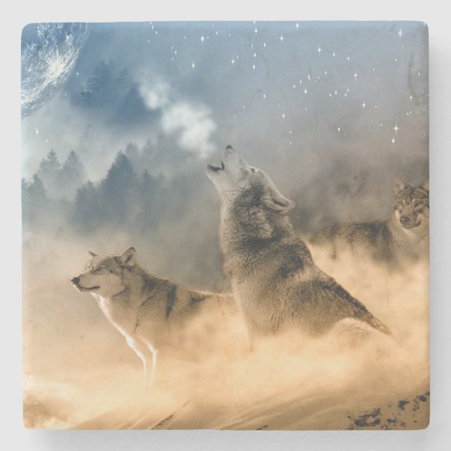 Dessous-de-verre En Pierre Loups (Devant)