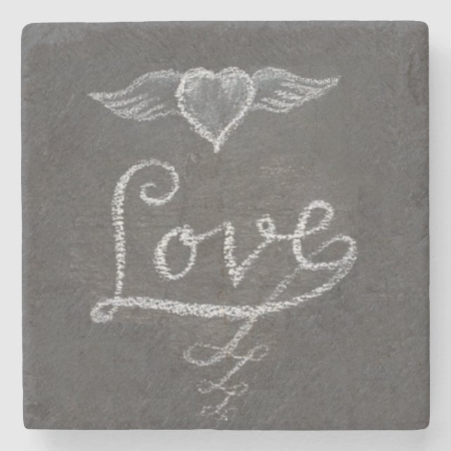 Dessous-de-verre En Pierre Love and Heart in Chalk Chalkboard (Devant)