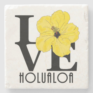 Dessous-de-verre En Pierre LOVE Holualoa Yelow Hibiscus