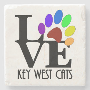 Dessous-de-verre En Pierre LOVE Key West Cats