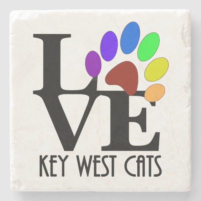 Dessous-de-verre En Pierre LOVE Key West Cats (Devant)