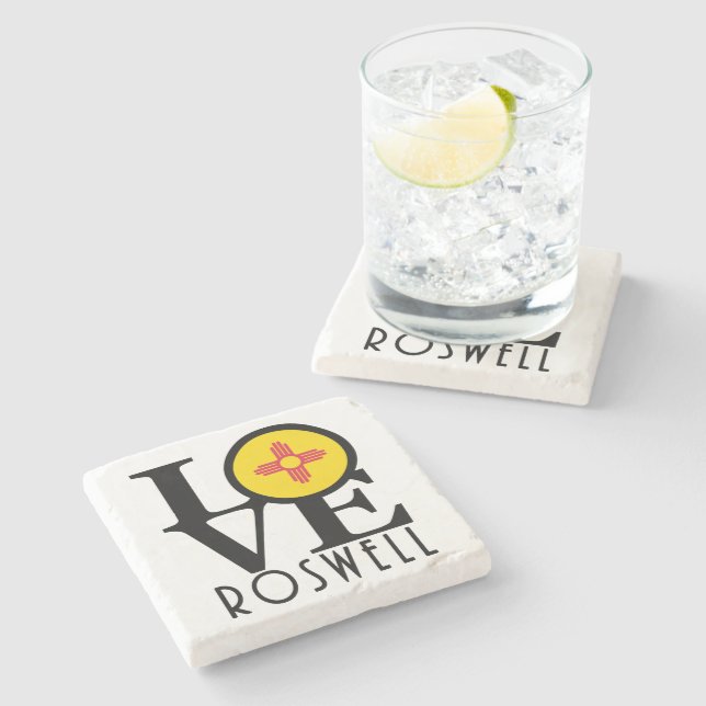 Dessous-de-verre En Pierre LOVE Roswell Nouveau-Mexique (Côté)
