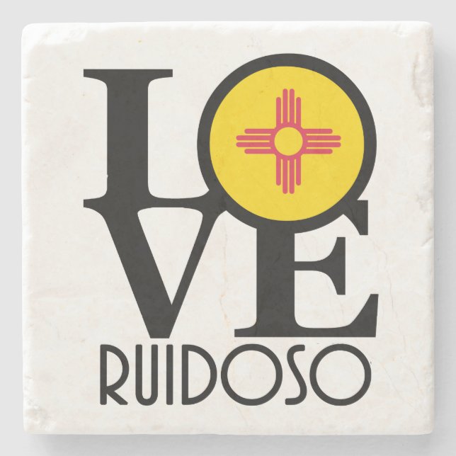 Dessous-de-verre En Pierre LOVE Ruidoso Nouveau-Mexique (Devant)