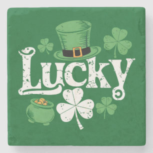 Dessous-de-verre En Pierre Lucky Clover St Patrick's Day Shamrock Vintage