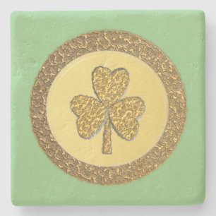 Dessous-de-verre En Pierre Lucky Irish Shamrock Gold Coin