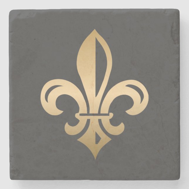 Dessous-de-verre En Pierre Luxueux Gold Fleur de Lis (Devant)