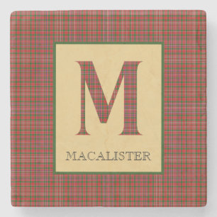 Dessous-de-verre En Pierre MacAlister Tartan Monogramme M 