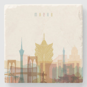 Dessous-de-verre En Pierre Macao, horizon de ville de la Chine