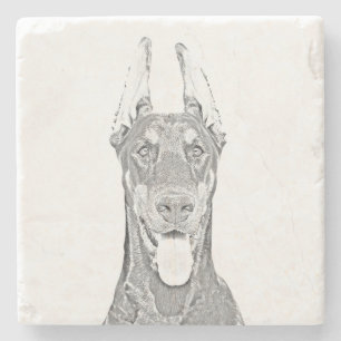 Dessous-de-verre En Pierre Magnifique Dessous de verre en marbre Doberman Pin
