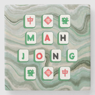 Dessous-de-verre En Pierre Mahjong Lover Jade Marbre vert Imprimer Mahj Cadea