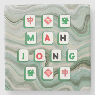 Dessous-de-verre En Pierre Mahjong Lover Jade Marbre vert Imprimer Mahj Cadea