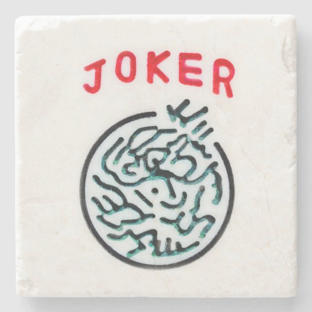 Dessous-de-verre En Pierre MahJong symbole du jeu Joker tuile (Devant)