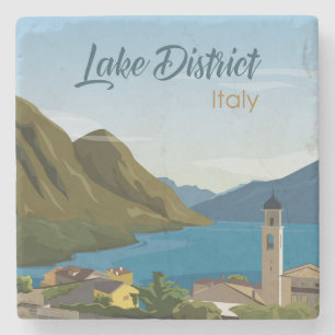 Dessous-de-verre En Pierre Main Drawn Lake District Italie Scenery Croquis
