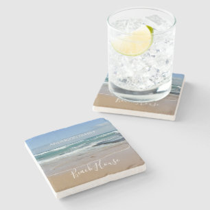 Dessous-de-verre En Pierre Maison de plage Ocean personnalisée
