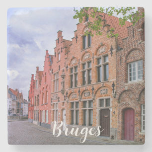 Dessous-de-verre En Pierre Maisons médiévales en briques colorées à Bruges, B