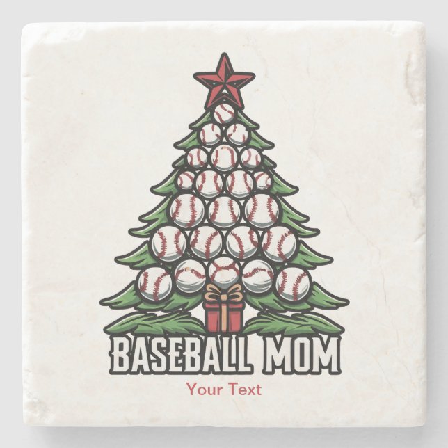 Dessous-de-verre En Pierre Maman de baseball pour Noël (Devant)