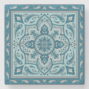 Dessous-de-verre En Pierre Mandala Bandana en Bohême Bleu