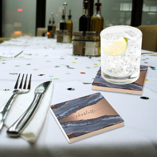 Dessous-de-verre En Pierre Marbre agate bleue rose nom script