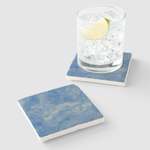 Dessous-de-verre En Pierre Marbre bleu et rose Acrylique Abstraction