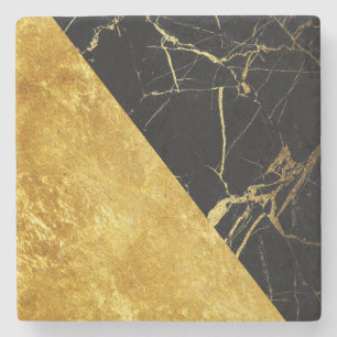 Dessous-de-verre En Pierre Marbre noir avec des dessous de verre de pierre de