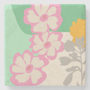 Dessous-de-verre En Pierre Marguerites d'été Blocs de couleur Floral Moderne 