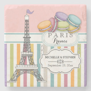Dessous-de-verre En Pierre Mariage de la tour Eiffel de Paris Macaron