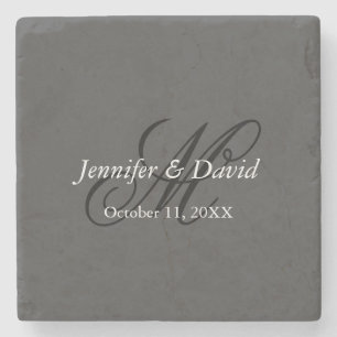 Dessous-de-verre En Pierre Mariage de monogramme de calligraphie attirant