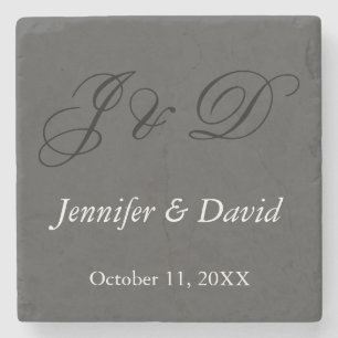 Dessous-de-verre En Pierre Mariage de script de calligraphie attrayant