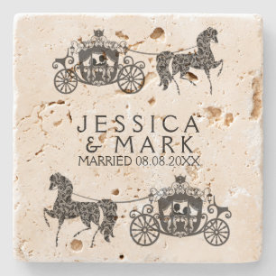 Dessous-de-verre En Pierre Mariage élégant Cheval & Carrosse
