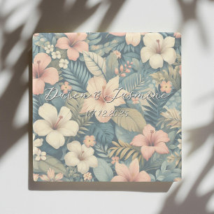 Dessous-de-verre En Pierre Mariage Feuille de palme tropicale exotique Floral