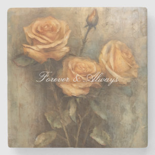 Dessous-de-verre En Pierre Mariage Fleurs de Rose Péché
