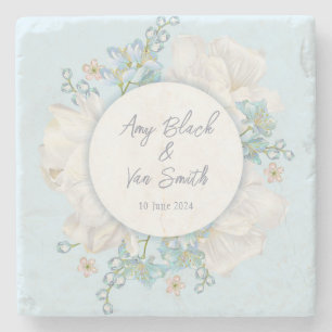 Dessous-de-verre En Pierre Mariage floral bleu Tulip