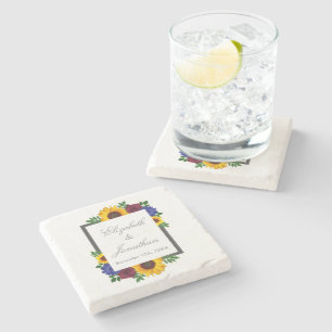 Dessous-de-verre En Pierre Mariage floral Rose Tournesol