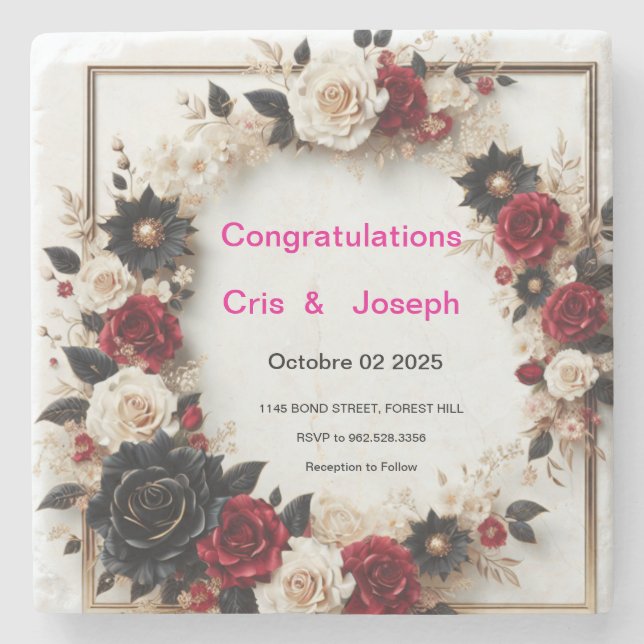 Dessous-de-verre En Pierre Mariage Invitation Modèle (Devant)
