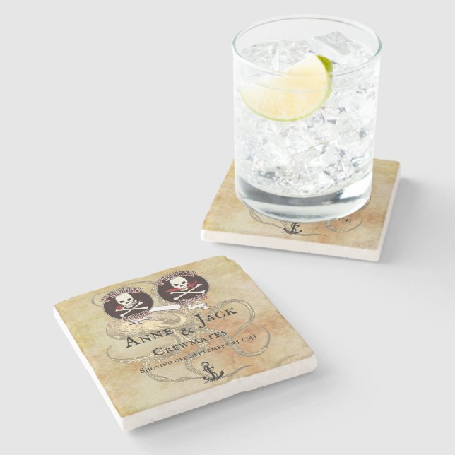Dessous-de-verre En Pierre Mariage pirate (Côté)