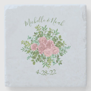 Dessous-de-verre En Pierre Mariage rose bleu Roses floraux