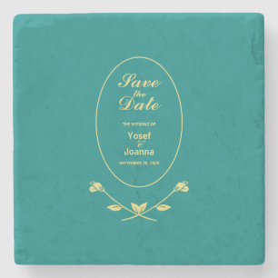 Dessous-de-verre En Pierre Mariage Rose turquoise Enregistrer la date