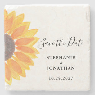 Dessous-de-verre En Pierre Mariage Tournesol Enregistrer La Date