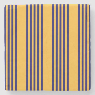 Dessous-de-verre En Pierre Marine bleu et jaune soleil cinq bandes motif